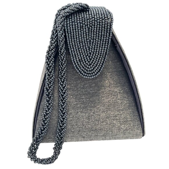 KMQ Collection Handbags - Bridal Formal Evening Hand Bag Purse Shoulder Clutch Beaded Strap Flap Closure